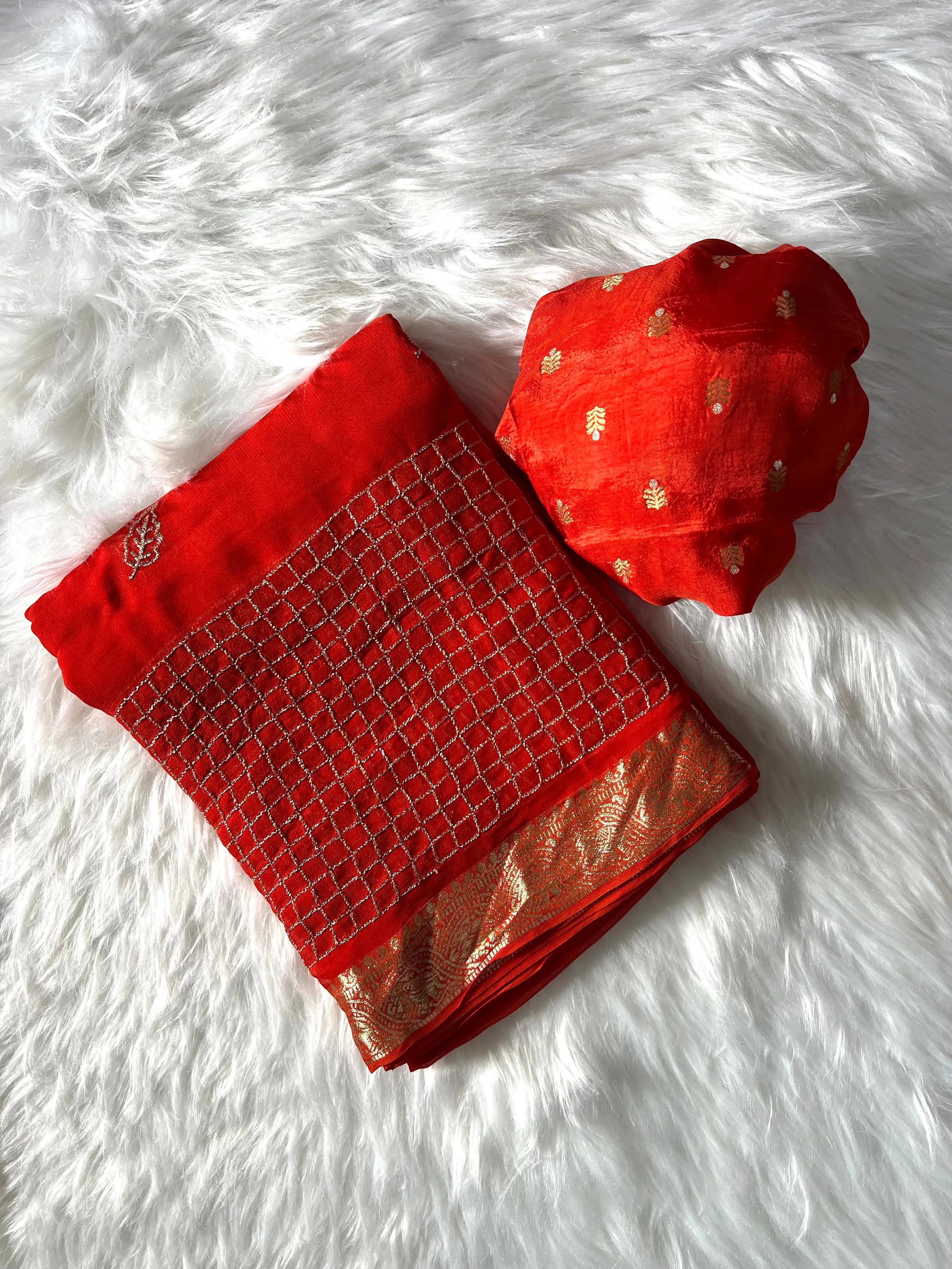 Georgette Saree with Weaving Border & Russia Dola Blouse | Trending Saree 2025